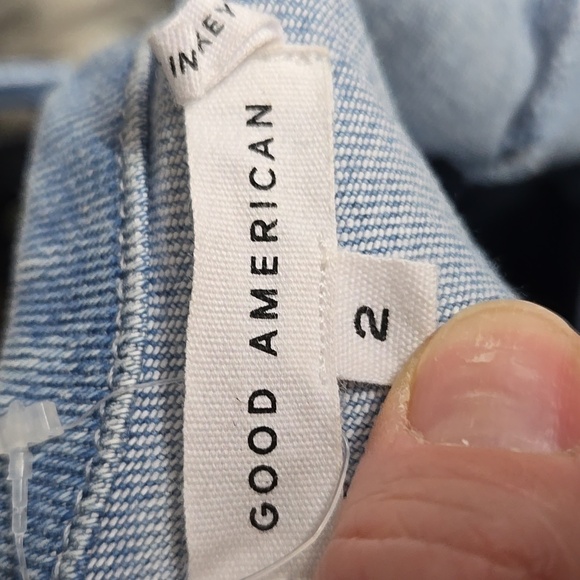 Good American Vacay Blue Denim Sleeveless Tie Back Flare Leg Jumpsuit Sz 2 - Picture 8 of 11